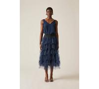 James Lakeland Organza Ruffle Navy Skirt Navy 20