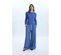 James Lakeland Side Stripe Wide Leg Trousers Denim In Light Blue Light Blue 18