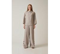 James Lakeland Women's Taupe Linen Blouse - Tan - Size: 16