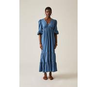 James Lakeland Tiered Denim Dress In Pale Blue Pale Blue 8
