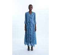 James Lakeland V-Neck Chiffon Ruffle Dress In Light Blue Light Blue 12