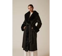 James Lakeland Women's Black Faux Fur Trim Coat | Size: 10 James Lakeland Black 10