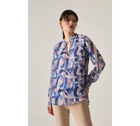 James Lakeland Women's Blue Mosaic Print Blouse | Size: 8
