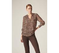 James Lakeland Women's Leopard Print Blouse in Brown | Size: 8
