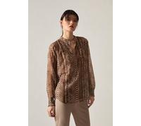 James Lakeland Women's Sequin Animal Print Blouse in Brown | Size: 8