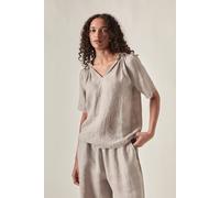 James Lakeland Women's Taupe Pure Linen Summer Blouse | Size: 18 James Lakeland Taupe 18