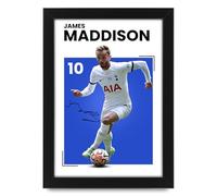 James Maddison Tottenham Hotspur Signed Poster Print - Limited Edition Autograph Fan Gift - Collectible Memorabilia Merchandise (Framed A4 (30x21cm))