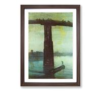 James McNeill Whistler Battersea Bridge Nocturne Vol.2 Framed Print | A2 Walnut Framed Wall Art | Ready to Hang | Modern Cityscape Picture | Living Room Bedroom Lounge Office
