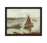 James Mcneill Whistler Grey And Silver Old Battersea Reach Large Framed Art Print Poster Wall Decor 18x24