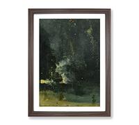 James Mcneill Whistler Nocturne In Black And Gold Classic Painting Framed Print | A4 Walnut Framed Wall Art | Ready to Hang | Classic Historical Picture | Living Room Bedroom Lounge Office