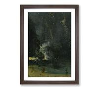 James McNeill Whistler Nocturne in Black and Gold Framed Print | A2 Walnut Framed Wall Art | Ready to Hang | Modern Nature Picture | Living Room Bedroom Lounge Office