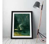 James McNeill Whistler Nocturne in Black and Gold Framed Wall Art Picture Print - A3 - Black Frame