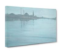 James McNeill Whistler Nocturne in Blue and Silver Canvas Print | Gallery Wrapped 30mm Frame Wall Art | 20x14 inches | Ready to Hang | Modern Picture | Living Room Bedroom Lounge Office