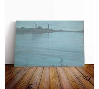 James McNeill Whistler Nocturne in Blue and Silver Canvas Print | Gallery Wrapped 30mm Frame Wall Art | 24x16 inches | Ready to Hang | Modern Picture | Living Room Bedroom Lounge Office
