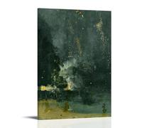 James McNeill Whistler Paintings Wall Art Poster Prints Nocturne in Black And Gold The Falling Rocket Wall Art Painting Canvas Gift Living Room Prints Bedroom Decor Artworks Frame 16x24inch(40x60cm)