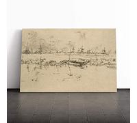 James McNeill Whistler Zaandam The Netherlands Canvas Print | Gallery Wrapped 30mm Frame Wall Art | 30x20 inches | Ready to Hang | Modern Picture | Living Room Bedroom Lounge Office