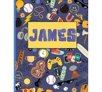 James Name Notebook: Personalized Creative Journal for Boys with Cool Dude Design. 110 Lined Pages. Soft Matte Cover