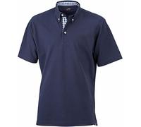 James & Nicholson Button-down polo shirt with fashionable check inset (XXL, navy/navy-white)