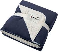 James & Nicholson Exclusive velours blanket (one size, navy/natural)