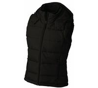 James & Nicholson Fashionable Ladies' Quilted Vest with Detachable Hood (Small, Black)