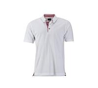 James & Nicholson - Men's Classic Polo Shirt in Traditional Costume Look (L, White/red-White)