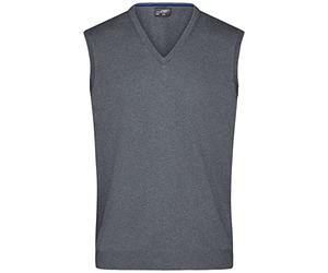 James & Nicholson Men's Jn657 Sweater Vest, Heather-Grey, M