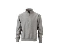James & Nicholson Sweatshirt with Stand-up Collar and Zip (M, Grey-Heather)