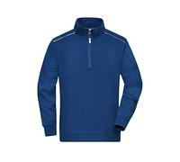James & Nicholson - Sweatshirt with Stand-up Collar, Zip and Contrasting Piping (XL, Dark Royal)