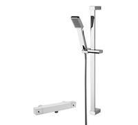 James Parker Thermostatic Square Bar Valve & Single Function Slide Rail Shower Kit