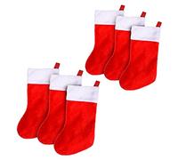 JAMES Red Velvet Stockings With Felt Backing, Hanging Loop & Foor Trim Ideal For Christmas Decoration & Gift Storage | Xmas Stockings | Christmas Stockings (Red -6Pcs)