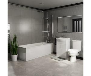 James Straight Shower Bath Bathroom Suite | White | 1700mm