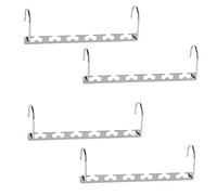 JAMES Strong Metal Hangers With Two Hooks & Space Saving Design Ideal For Wardrobe Clothes, Coats | Magic Space Hangers | Wardrobe Organiser | Coathangers Adult (Pack of 4)