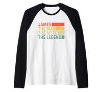 James The Man The Myth The Legend Vintage Gift for James Raglan Baseball Tee