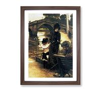 James Tissot By The Thames At Richmond Classic Painting Framed Print | A4 Walnut Framed Wall Art | Ready to Hang | Classic Historical Picture | Living Room Bedroom Lounge Office