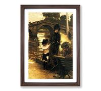James Tissot by The Thames at Richmond Framed Print | A2 Walnut Framed Wall Art | Ready to Hang | Modern Nature Picture | Living Room Bedroom Lounge Office