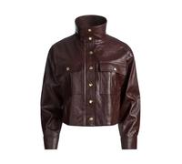 James Vegan Funnel-Neck Parka - female - Alice + Olivia - Leather Jackets - Brown - XS - Jackets XS