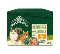 James Wellbeloved Grain Free Adult Cat Wet Food Pouch Turkey in Gravy 24x85g