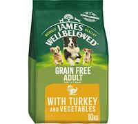 JAMES WELLBELOVED Hypoallergenic Grain Free Adult Dry Dog Food - 10 kg - Turkey & Vegetables - Bulk Dry Dog Food Pack