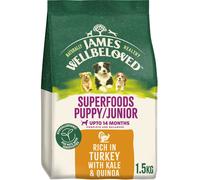 James Wellbeloved Puppy/Junior Hypoallergenic Superfoods - Turkey with Kale & Quinoa - Economy Pack: 3 x 1.5kg