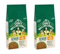 James Wellbeloved Senior Turkey & Rice 2 x 15kg Complete Dry Dog Food Hypo-allergenic No Soya for Elderly Dogs Energy Rich FREE Chicken Stomachs