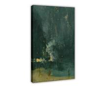 James Whistle - Nocturne in Black And Gold, The Falling Rocket Canvas Art Poster And Wall Art Picture Print Modern Family Bedroom Decor Frame 16x24inc