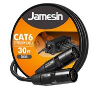 Jamesin CAT6 Shielded Ethercon Cable, 30 Feet, with Booted Rj45, Tactical Locking Ethernet, and Converta-Shell Connectors, for Studio Setups, Touring, Stage Production, Concerts & Other Applications
