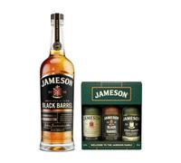 Jameson Black Barrel Irish Whiskey 70cl & Miniatures Gift Set 3x5cl | Minis Set includes Original, Black Barrel & Stout Edition, Triple Distilled, Perfect for Birthdays & Special Occasions