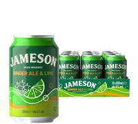 Jameson, Ginger Ale and Lime Can, 330ml, (Case of 12) Pre Mixed and Ready to Drink Whiskey, 5% ABV, Triple Distilled Irish Whiskey with Signature Smoothness