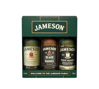 Jameson Irish Miniatures Gift Box Selection | 3 x 50ml | Jameson Original, Black Barrel and Stout Edition Triple Distilled Minis | Gift set for Birthday's and Special Occasions