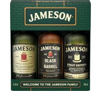 Jameson Irish Miniatures Gift Box Selection | 3 x 50ml | Jameson Original, Black Barrel and Stout Edition Triple Distilled Minis | Gift set for Birthday's and Special Occasions