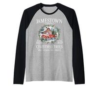 Jamestown Virginia Farm Fresh Christmas Trees White Raglan Baseball Tee