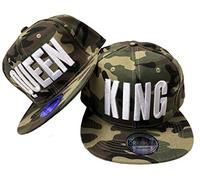 JameStyle26 King & Queen Snapback Set, USA Cap, Baseball Cap, Hat, Trucker Cult - Green - One size
