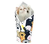 jamgeery Cat Wrap For Cutting Nails, Grooming Restraint Wrap For Cat Self-Adherent Cat Control Mat Anti-Escape Calming Wrap Pet Supplies For Medicine, Nail Clipping, Cleaning, 50x50x0.5cm
