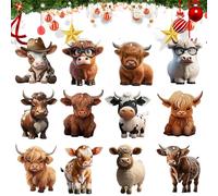 jamgeery Cow Christmas Ornaments, Ornament Bag Decor,Wooden Figurine Fun Pendant | for Farm Home Party Country Backpack Car Doors